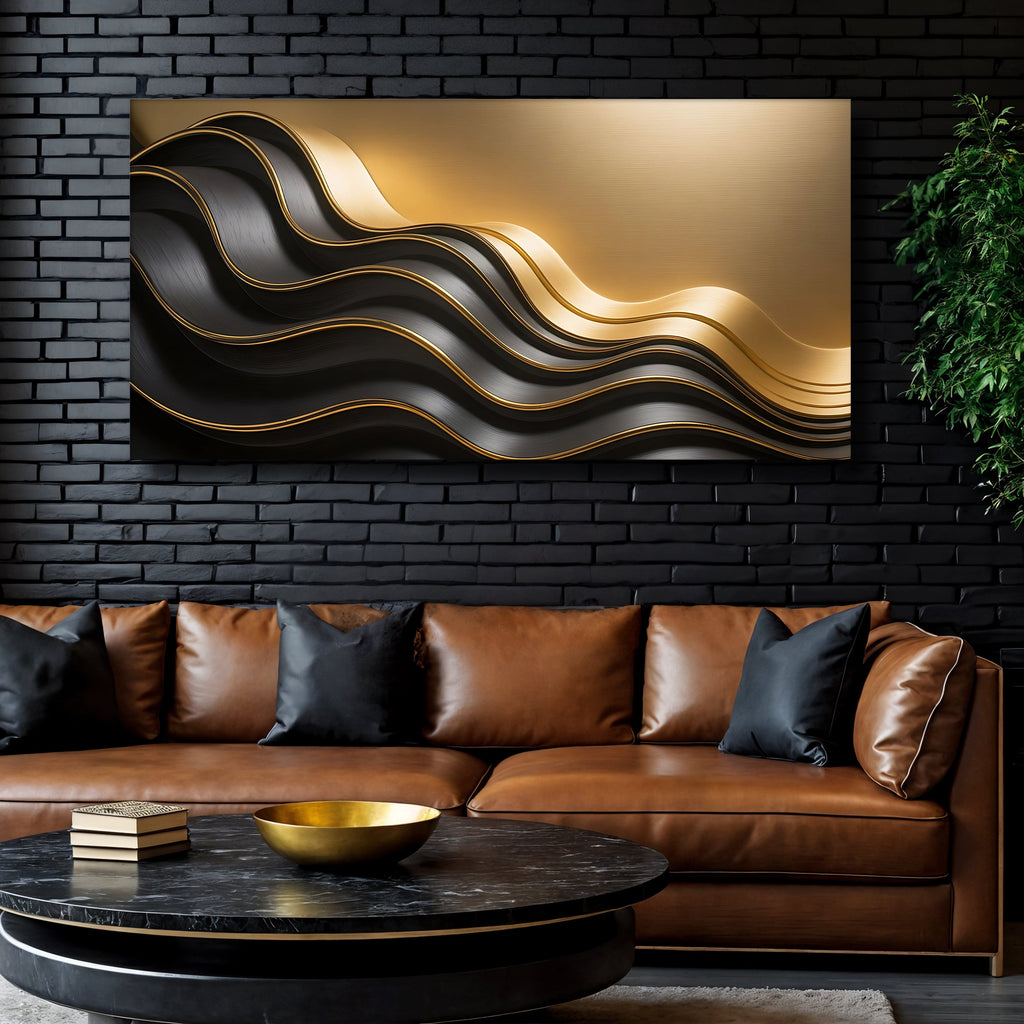 Black and Gold Minimalist Abstract Wall Art IV