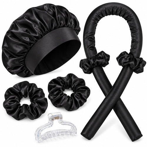 5-Piece Satin Set — Black