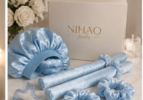 5-Piece Satin Set — Sky Blue